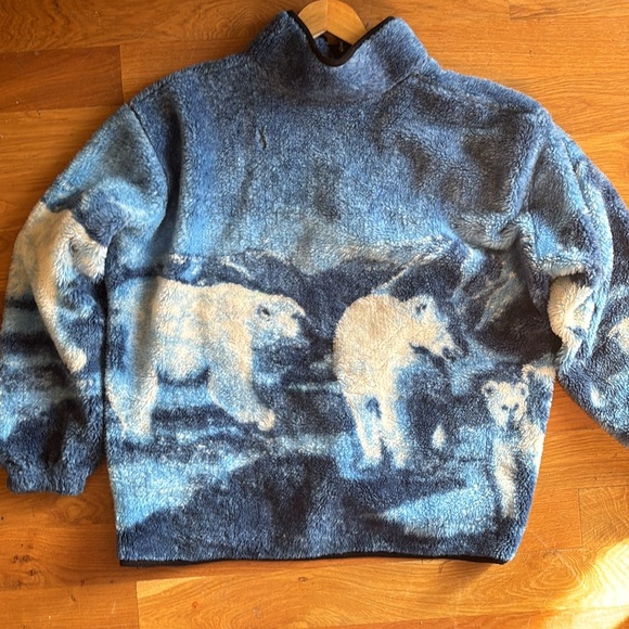 Fleece polar bear family zip up jacket SZ XL - Picture 5 of 7